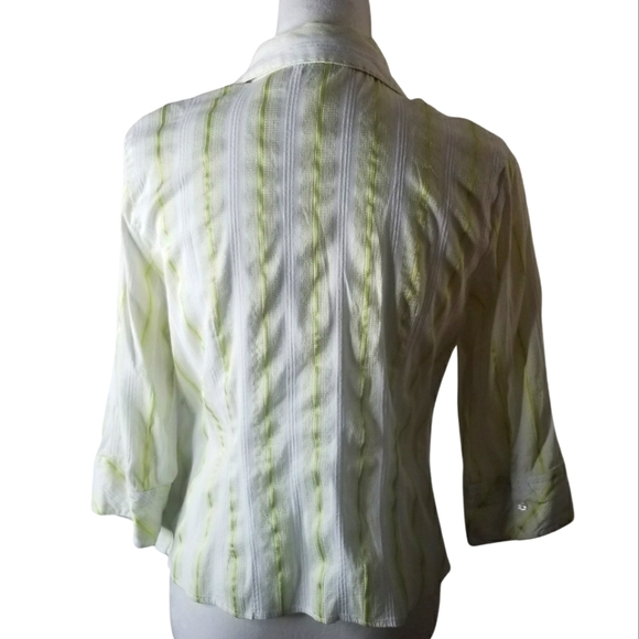 🦋Quizz Again Stretch Striped Collared Button Down Top - Picture 3 of 4